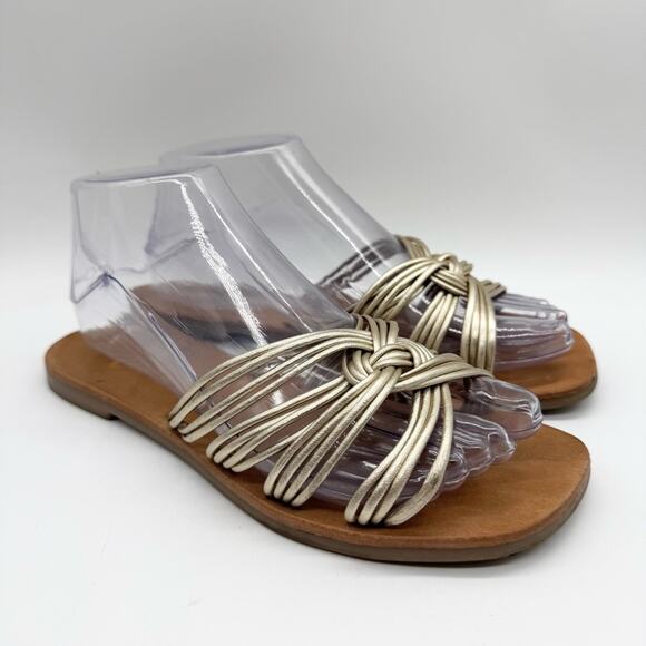 Matisse Tate Gold Woven Strappy Leather Slide Sandal Gold Metallic Size 7 Boho - Picture 4 of 14